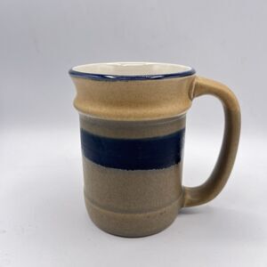 VINTAGE SUNNYCRAFT STONEWARE COFFEE MUG/CUP TAN & BLUE KOREA-24480